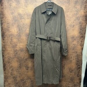 Jos. A Bank 40R Brown Wool Blend Classic Neutral Trench with Liner and Belt